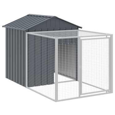 vidaXL Κλουβί για Κότες με Αυλή Ανθρακί 117x201x123 εκ Γαλβαν. Χάλυβας