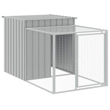 vidaXL Κλουβί για Κότες με Αυλή Αν. Γκρι 110x201x110εκ Γαλβαν. Χάλυβας