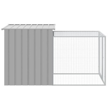 vidaXL Κλουβί για Κότες με Αυλή Αν. Γκρι 110x201x110εκ Γαλβαν. Χάλυβας