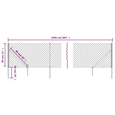 vidaXL Συρματόπλεγμα Περίφραξης Πράσινο 0,8x25 μ. με Καρφωτές Βάσεις
