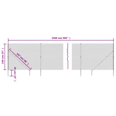 vidaXL Συρματόπλεγμα Περίφραξης Πράσινο 1,4x25 μ. με Καρφωτές Βάσεις