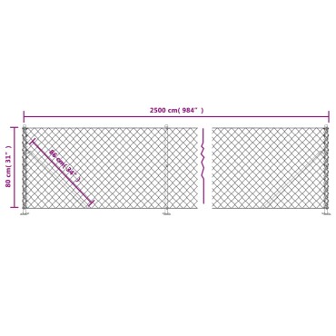 vidaXL Συρματόπλεγμα Περίφραξης Πράσινο 0,8x25 μ. με Βάσεις Φλάντζα