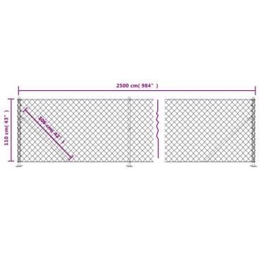 vidaXL Συρματόπλεγμα Περίφραξης Πράσινο 1,1x25 μ. με Βάσεις Φλάντζα