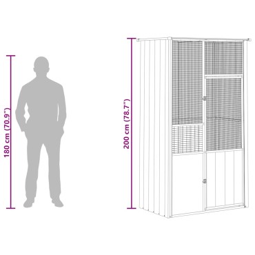 vidaXL Κλουβί Πουλιών Ανθρακί 115x78x200 εκ. από Γαλβανισμένο Χάλυβα
