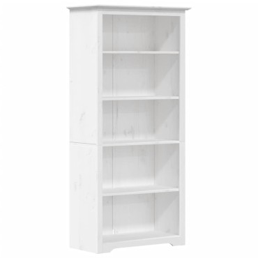 vidaXL Βιβλιοθήκη BODO 5 Επ. Λευκή 82x40x173cm από Μασίφ Ξύλο Πεύκου 1 τεμ.