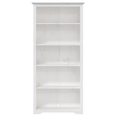 vidaXL Βιβλιοθήκη BODO 5 Επ. Λευκή 82x40x173cm από Μασίφ Ξύλο Πεύκου 1 τεμ.