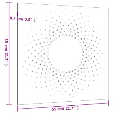 vidaXL Διακοσμητικό Κήπου Επιτοίχιο Σχ. Ήλιος 55x55 εκ. Ατσάλι Corten