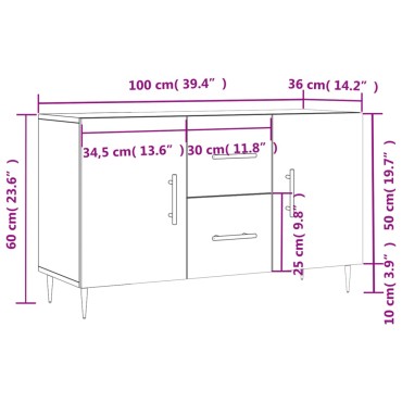 vidaXL Ντουλάπι Μαύρο 100x36x60cm από Επεξεργασμένο Ξύλο 1 τεμ.