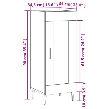 vidaXL Ντουλάπι Γκρι Σκυροδέματος 34,5x34x90cm Επεξεργασμένο Ξύλο 1 τεμ.