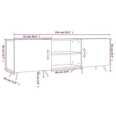 vidaXL Έπιπλο Τηλεόρασης Γυαλ. Λευκό150x30x50cm Επεξεργασμένο Ξύλο