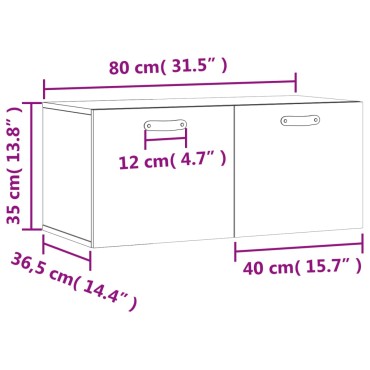 vidaXL Ντουλάπι Τοίχου Γυαλιστερό Λευκό 80x36,5x35cm Επεξεργ. Ξύλο 1 τεμ.