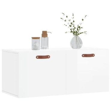 vidaXL Ντουλάπι Τοίχου Γυαλιστερό Λευκό 80x36,5x35cm Επεξεργ. Ξύλο 1 τεμ.