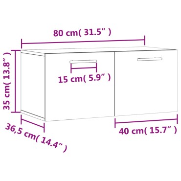 vidaXL Ντουλάπι Τοίχου Καφέ Δρυς 80x36,5x35cm Επεξεργασμένο Ξύλο 1 τεμ.