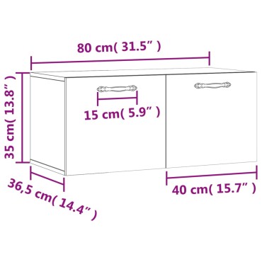 vidaXL Ντουλάπι Τοίχου Μαύρο 80x36,5x35cm από Επεξεργασμένο Ξύλο 1 τεμ.
