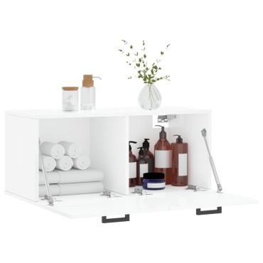 vidaXL Ντουλάπι Τοίχου Γυαλιστερό Λευκό 80x36,5x35cm Επεξεργ. Ξύλο 1 τεμ.