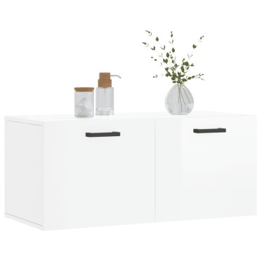 vidaXL Ντουλάπι Τοίχου Γυαλιστερό Λευκό 80x36,5x35cm Επεξεργ. Ξύλο 1 τεμ.