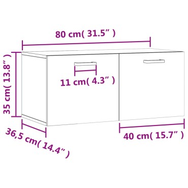 vidaXL Ντουλάπι Τοίχου Γκρι Sonoma 80x36,5x35cm Επεξεργασμένο Ξύλο 1 τεμ.