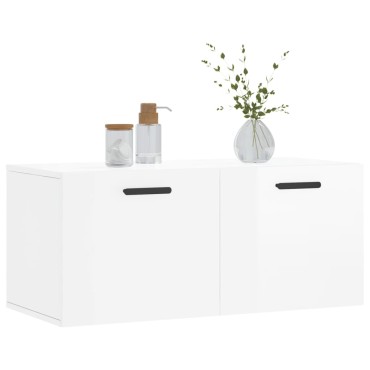 vidaXL Ντουλάπι Τοίχου Γυαλιστερό Λευκό 80x36,5x35cm Επεξεργ. Ξύλο 1 τεμ.