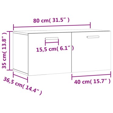 vidaXL Ντουλάπι Τοίχου Καφέ Δρυς 80x36,5x35cm Επεξεργασμένο Ξύλο 1 τεμ.