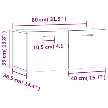 vidaXL Ντουλάπι Τοίχου Καφέ Δρυς 80x36,5x35cm Επεξεργασμένο Ξύλο 1 τεμ.