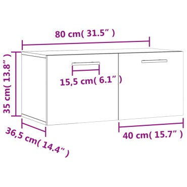 vidaXL Ντουλάπι Τοίχου Γκρι Σκυρ. 80x36,5x35cm Επεξεργασμένο Ξύλο 1 τεμ.