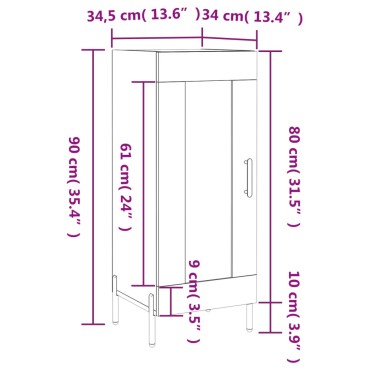 vidaXL Ντουλάπι Καφέ Δρυς 34,5x34x90cm Επεξεργασμένο Ξύλο 1 τεμ.