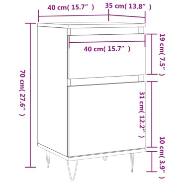 vidaXL Ντουλάπια 2 τεμ. Μαύρα 40x35x70cm από Επεξεργασμένο Ξύλο