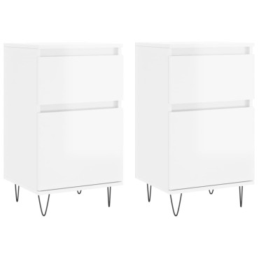 vidaXL Ντουλάπια 2 τεμ. Γυαλιστ. Λευκό 40x35x70cm από Επεξεργ. Ξύλο