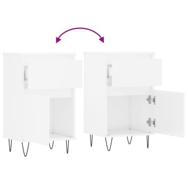 vidaXL Ντουλάπια 2 τεμ. Γυαλιστ. Λευκό 40x35x70cm από Επεξεργ. Ξύλο