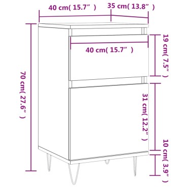 vidaXL Συρταριέρα Γκρι Σκυροδ. 40x35x70cm από Επεξεργασμένο Ξύλο 1 τεμ.