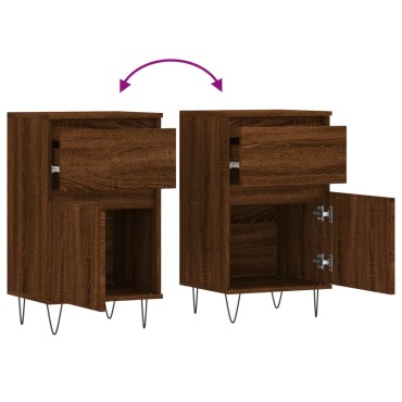 vidaXL Ντουλάπια 2 τεμ. Καφέ Δρυς 40x35x70cm από Επεξεργασμένο Ξύλο