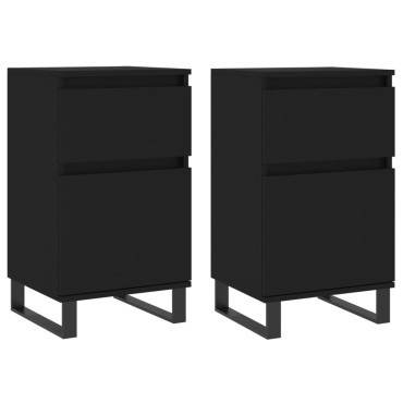 vidaXL Ντουλάπια 2 τεμ. Μαύρα 40x35x70cm από Επεξεργασμένο Ξύλο