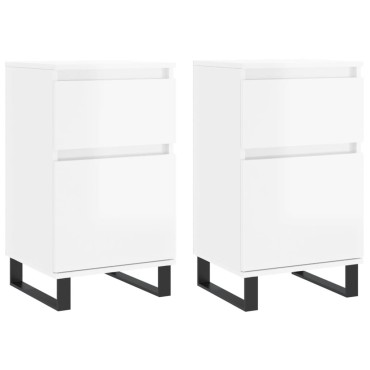 vidaXL Ντουλάπια 2 τεμ. Γυαλιστ. Λευκό 40x35x70cm από Επεξεργ. Ξύλο
