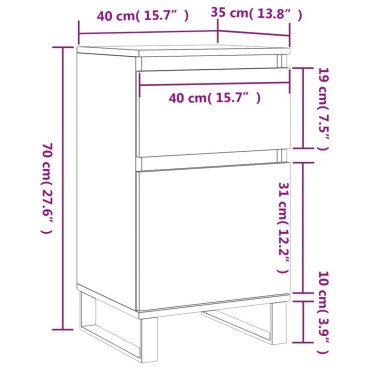 vidaXL Συρταριέρα Καπνιστή Δρυς 40x35x70cm από Επεξεργ. Ξύλο 1 τεμ.