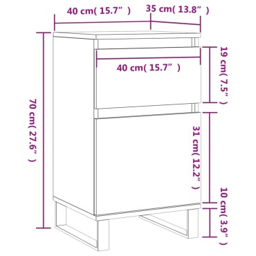 vidaXL Συρταριέρα Καφέ Δρυς 40x35x70cm από Επεξεργασμένο Ξύλο 1 τεμ.