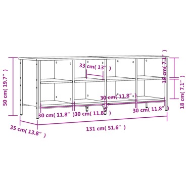 vidaXL Παπουτσοθήκη Καφέ Δρυς 131x35x50cm από Επεξεργασμένο Ξύλο