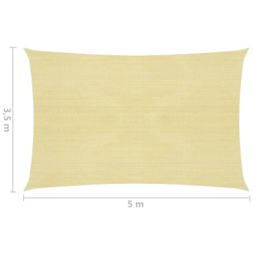 vidaXL Πανί Σκίασης Μπεζ 3,5 x 5 μ. από HDPE 160 γρ/μ²