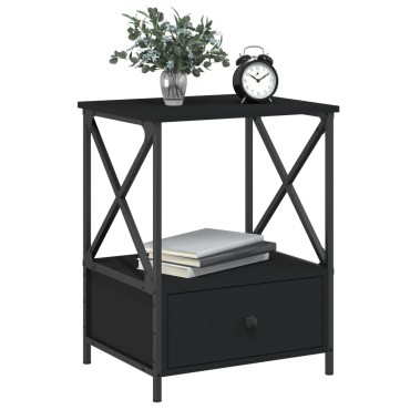vidaXL Κομοδίνα 2 τεμ. Μαύρα 50x41x65cm από Επεξεργασμένο Ξύλο