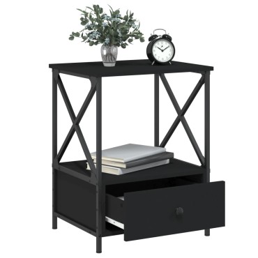 vidaXL Κομοδίνα 2 τεμ. Μαύρα 50x41x65cm από Επεξεργασμένο Ξύλο