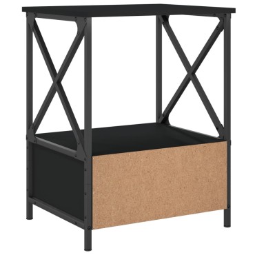 vidaXL Κομοδίνα 2 τεμ. Μαύρα 50x41x65cm από Επεξεργασμένο Ξύλο