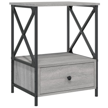 vidaXL Κομοδίνα 2 τεμ. Γκρι Sonoma 50x41x65cm από Επεξεργασμένο Ξύλο