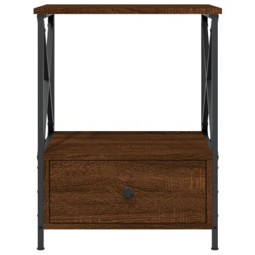vidaXL Κομοδίνα 2 τεμ. Καφέ Δρυς 50x41x65cm από Επεξεργασμένο Ξύλο
