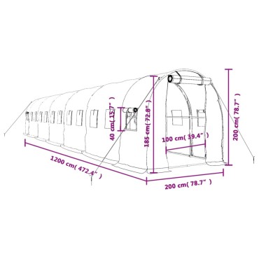 vidaXL Θερμοκήπιο με Ατσάλινο Πλαίσιο Λευκό 24 μ² 12 x 2 x 2 μ.