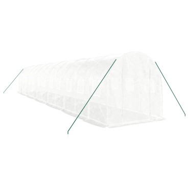 vidaXL Θερμοκήπιο με Ατσάλινο Πλαίσιο Λευκό 24 μ² 12 x 2 x 2 μ.
