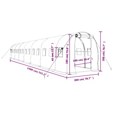 vidaXL Θερμοκήπιο Πράσινο 28 μ² 14 x 2 x 2 μ. με Ατσάλινο Πλαίσιο