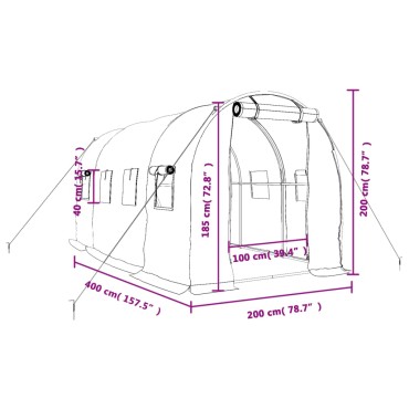 vidaXL Θερμοκήπιο με Ατσάλινο Πλαίσιο Λευκό 8 μ² 4 x 2 x 2 μ.