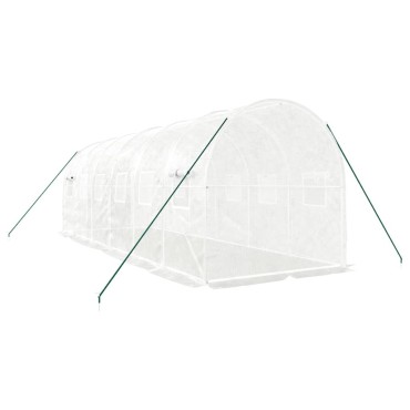 vidaXL Θερμοκήπιο με Ατσάλινο Πλαίσιο Λευκό 12 μ² 6 x 2 x 2 μ.