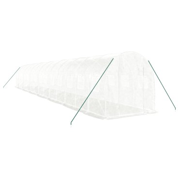 vidaXL Θερμοκήπιο με Ατσάλινο Πλαίσιο Λευκό 28 μ² 14 x 2 x 2 μ.