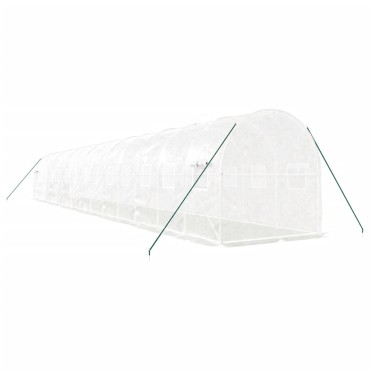 vidaXL Θερμοκήπιο με Ατσάλινο Πλαίσιο Λευκό 28 μ² 14 x 2 x 2 μ.