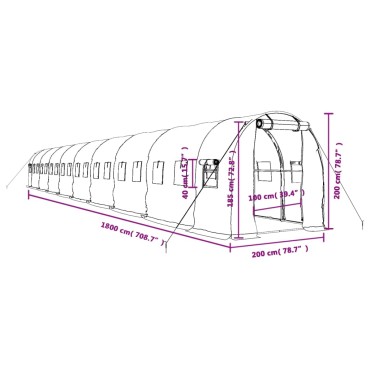 vidaXL Θερμοκήπιο με Ατσάλινο Πλαίσιο Λευκό 36 μ² 18 x 2 x 2 μ.